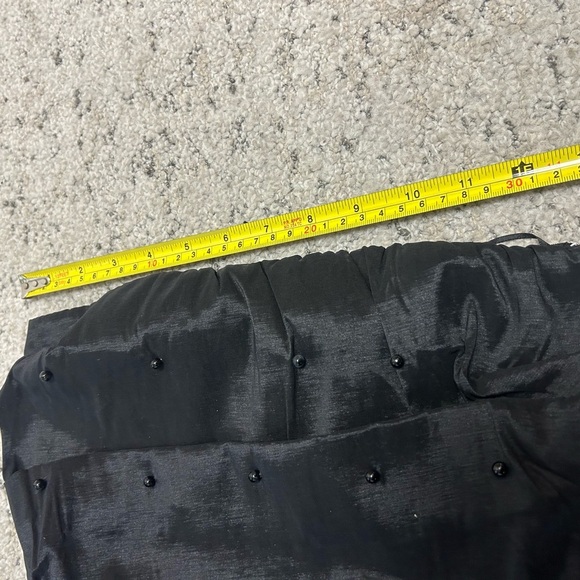 Lucky Brand S NWOT Black Tiered Pleated mini Gown with Maxi bow train beaded - Picture 12 of 16